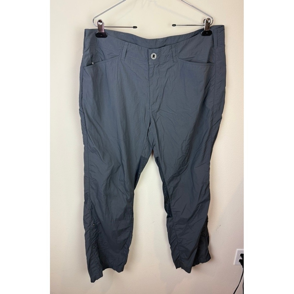 ExOfficio Mens Charcoal Gray Hiking Pants Mesh Gusset Snap Hem Size 38x30